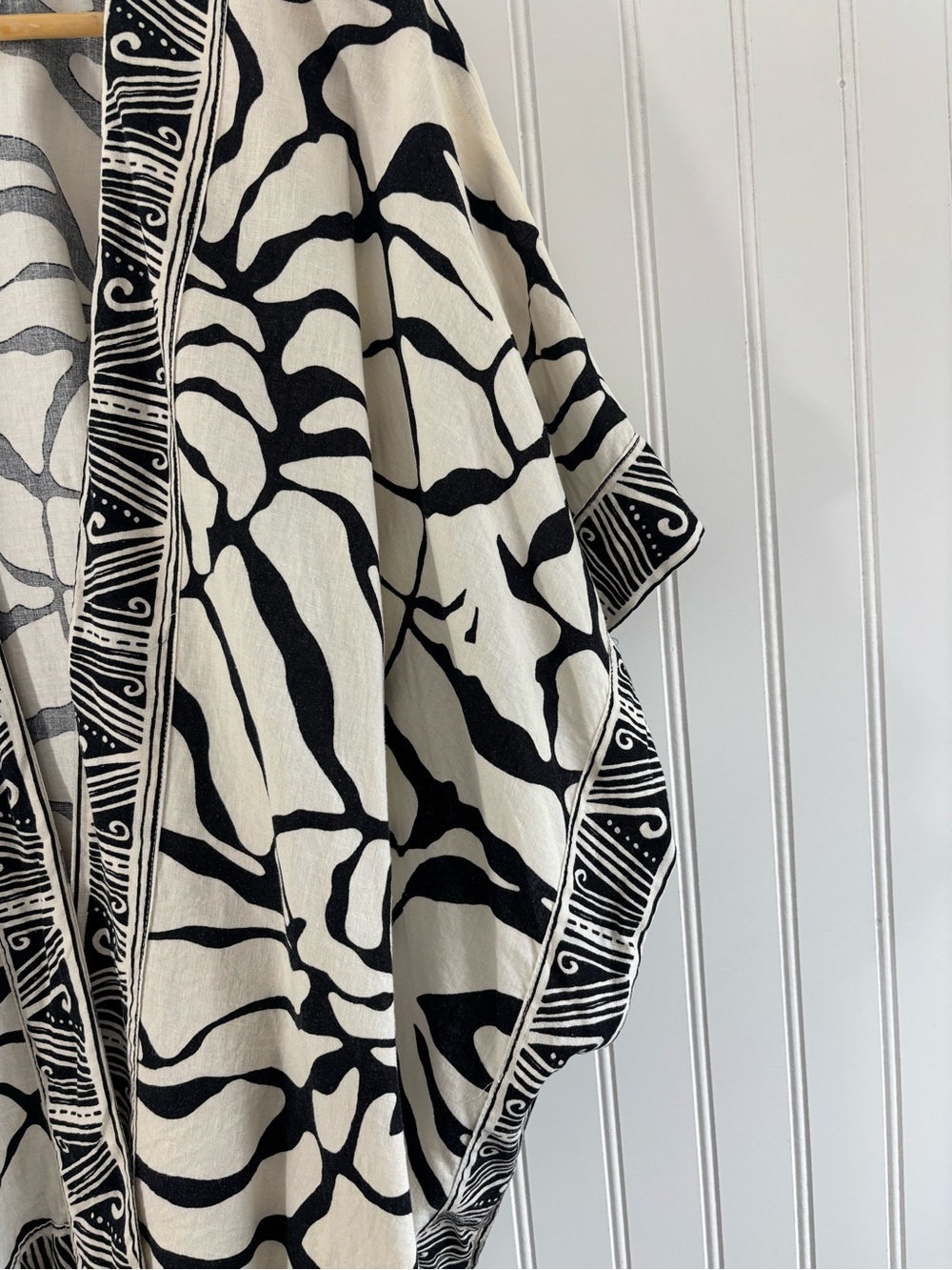 Rachel Zoe Linen Blend Abstract Kimono Cardigan Cover Up S Tropical Neutral - Picture 4 of 9